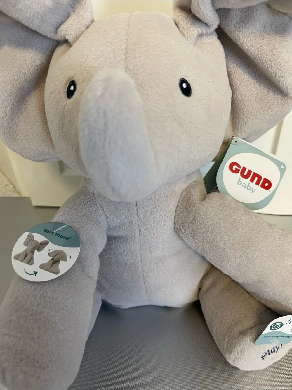 Gund Baby Flappy the Elephant Musical Plush Peek-a-Boo Game Singing Modes NWT